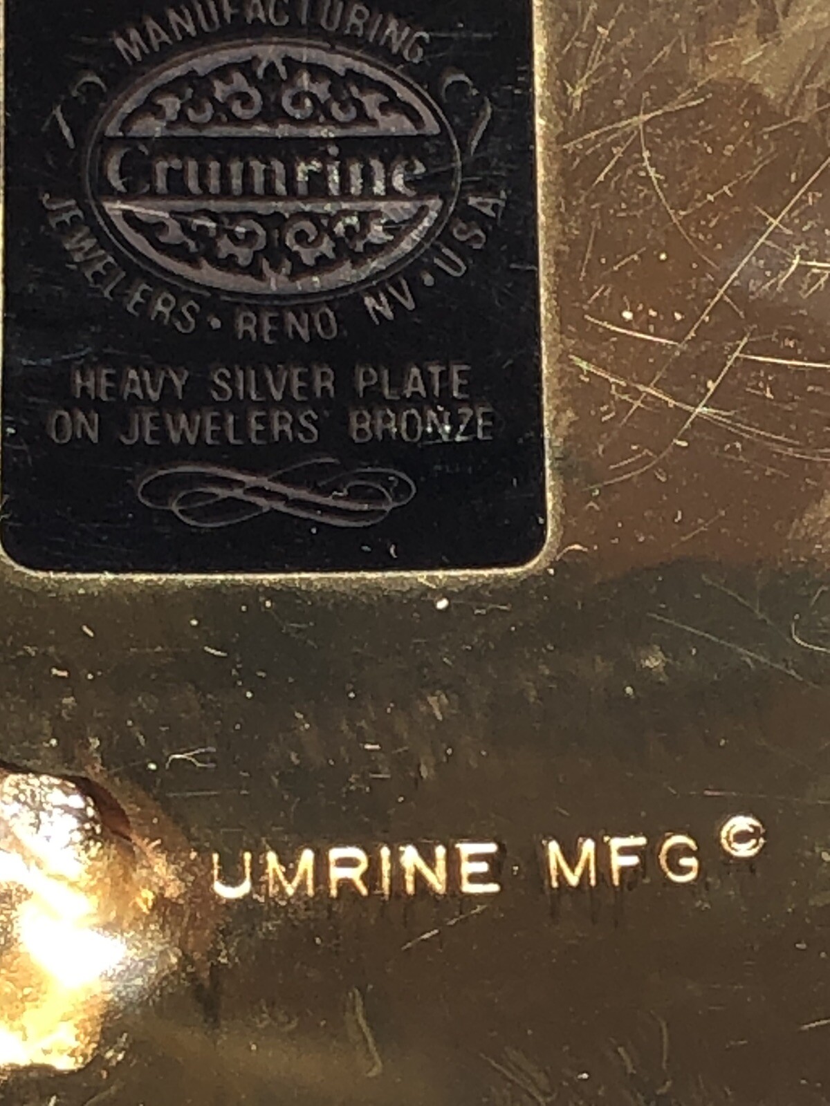 Vintage Crumrine Heavy Silver Plate Jewelers Bronze Western Buckle Oil Company