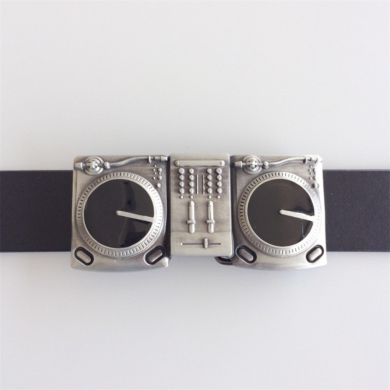 Antique Silver CD Turntables Enamel Music Belt Buckle also Stock in the US