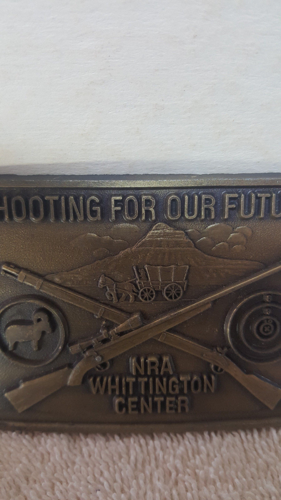 Vintage *NRA* Whittington Center Brass Belt Buckle – MINT – NEW !!!