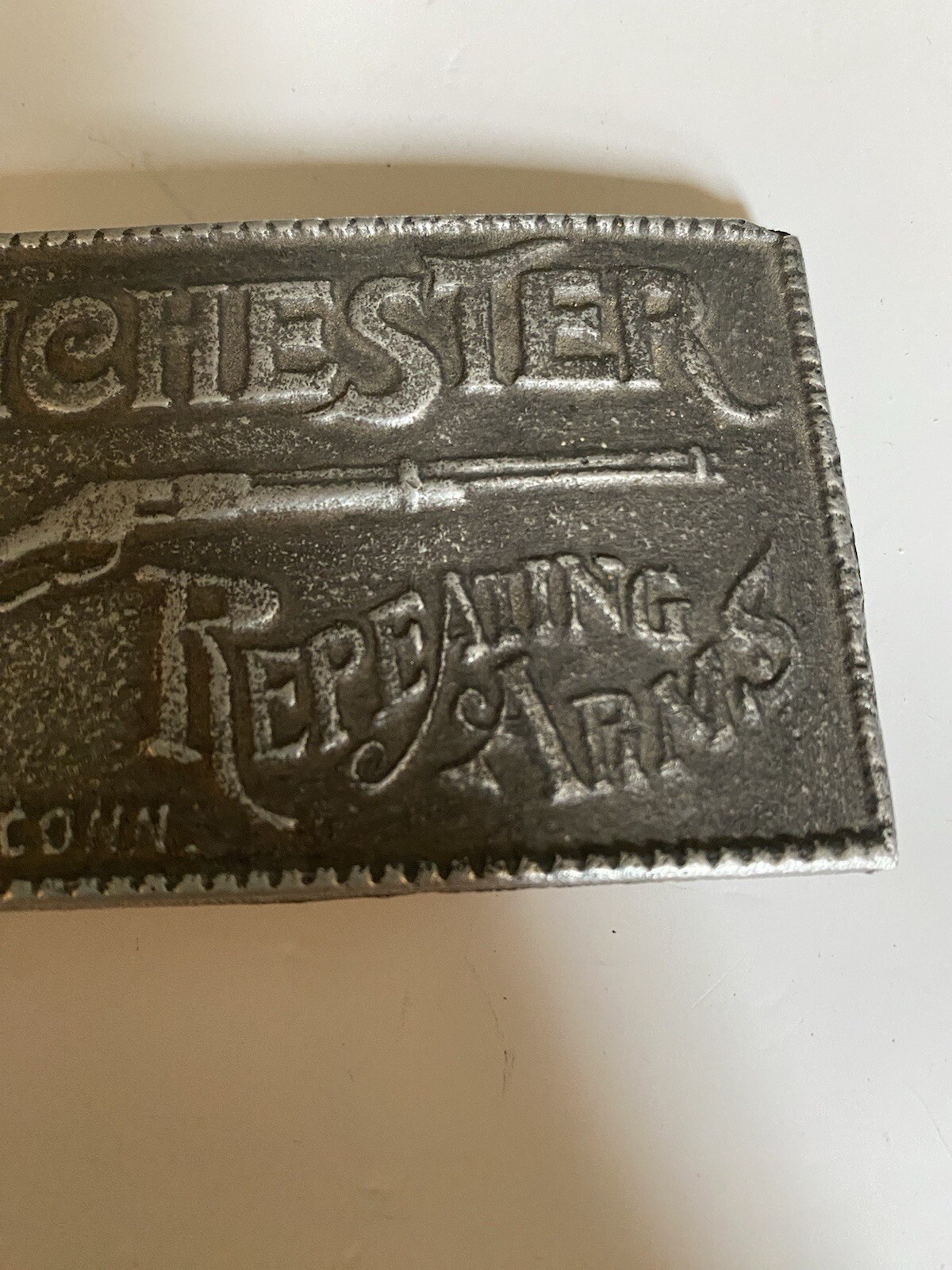Vintage Aluminum Winchester Repeating Arms Belt Buckle