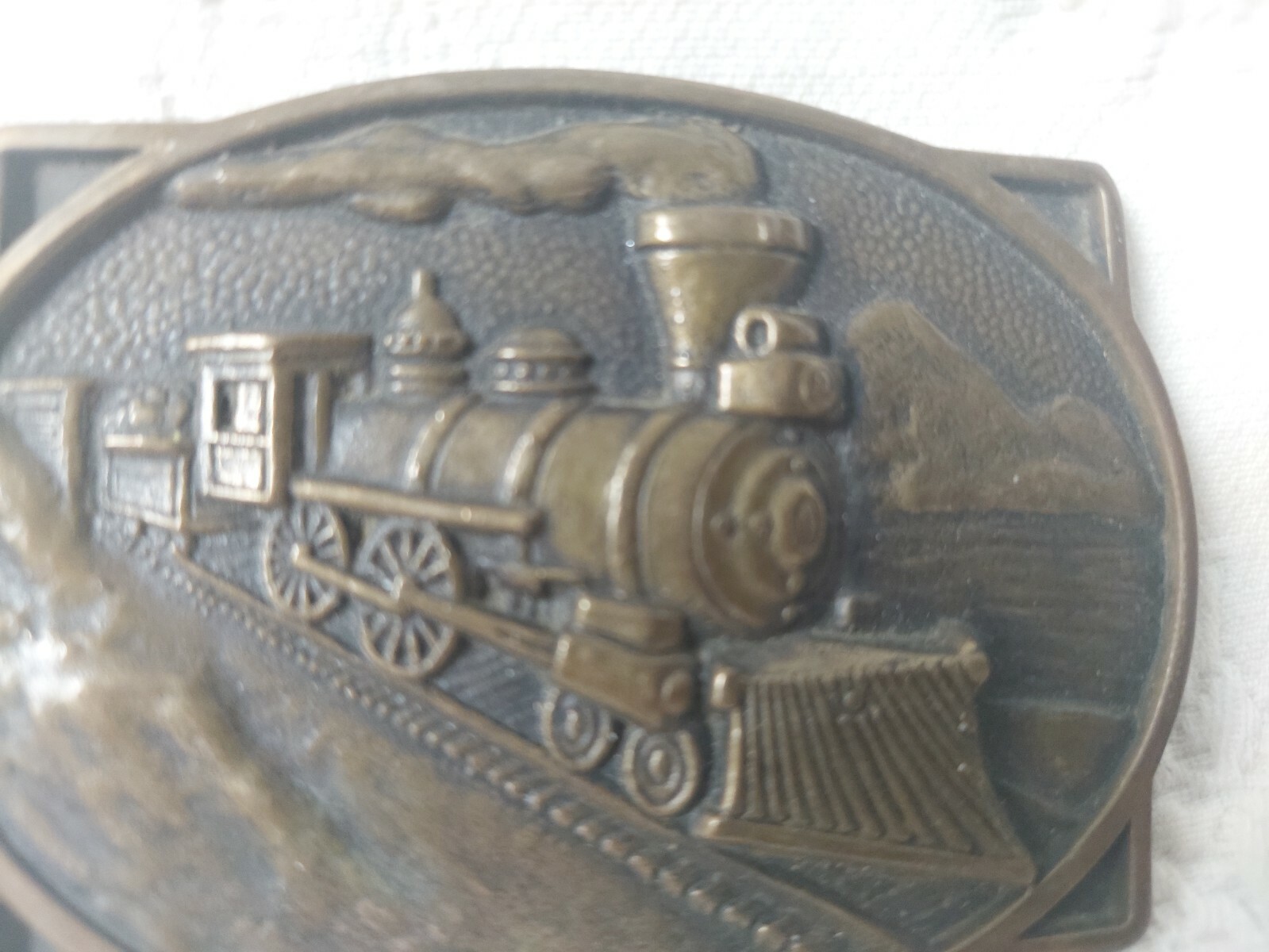 Vintage BTS Solid Brass Steam Engine Locomotive Belt Buckle Train 3.5&Prime; Long