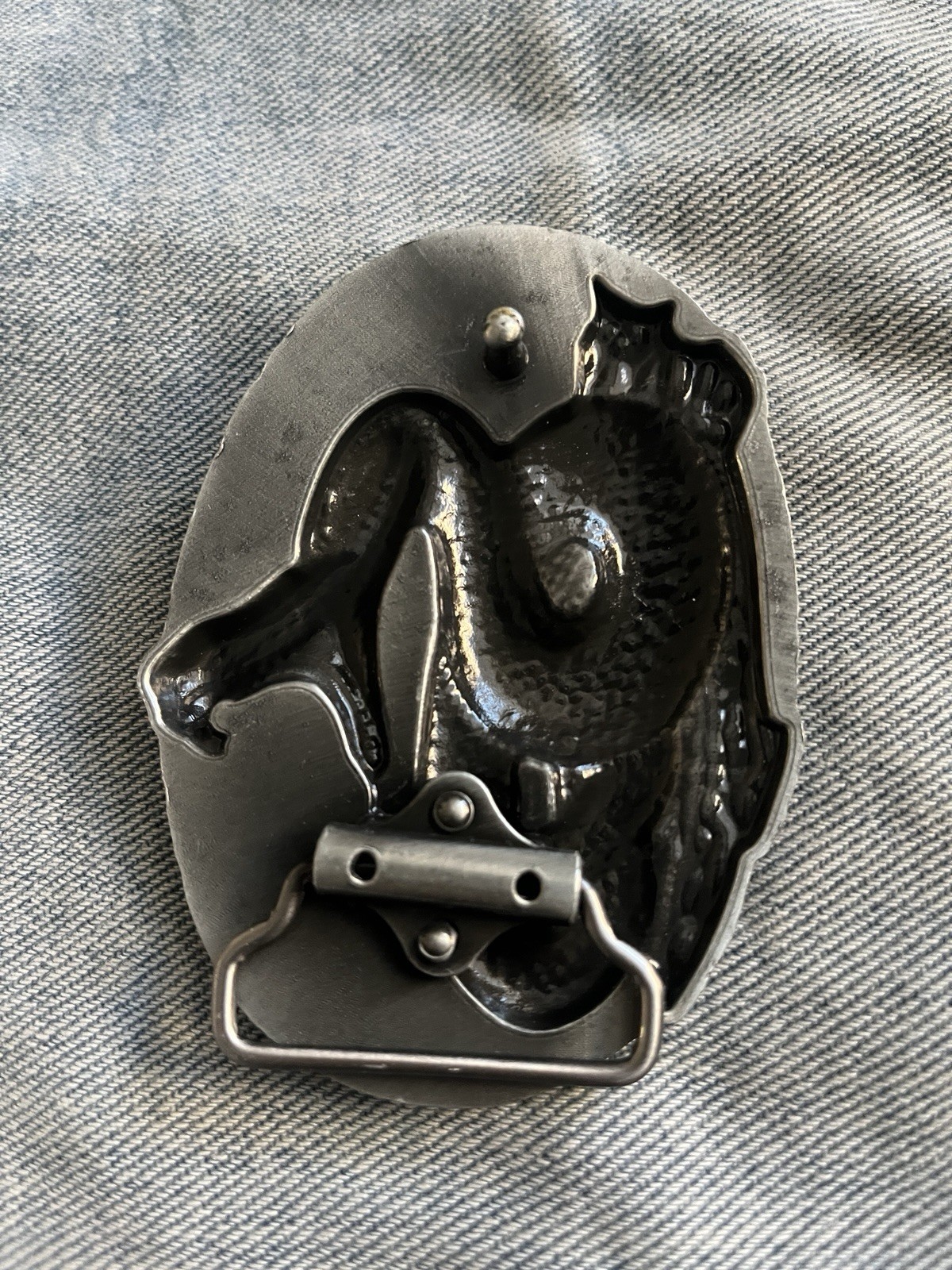 Rattle Snake Belt Buckle Silver Trim With Black Background Western Cowboy Style