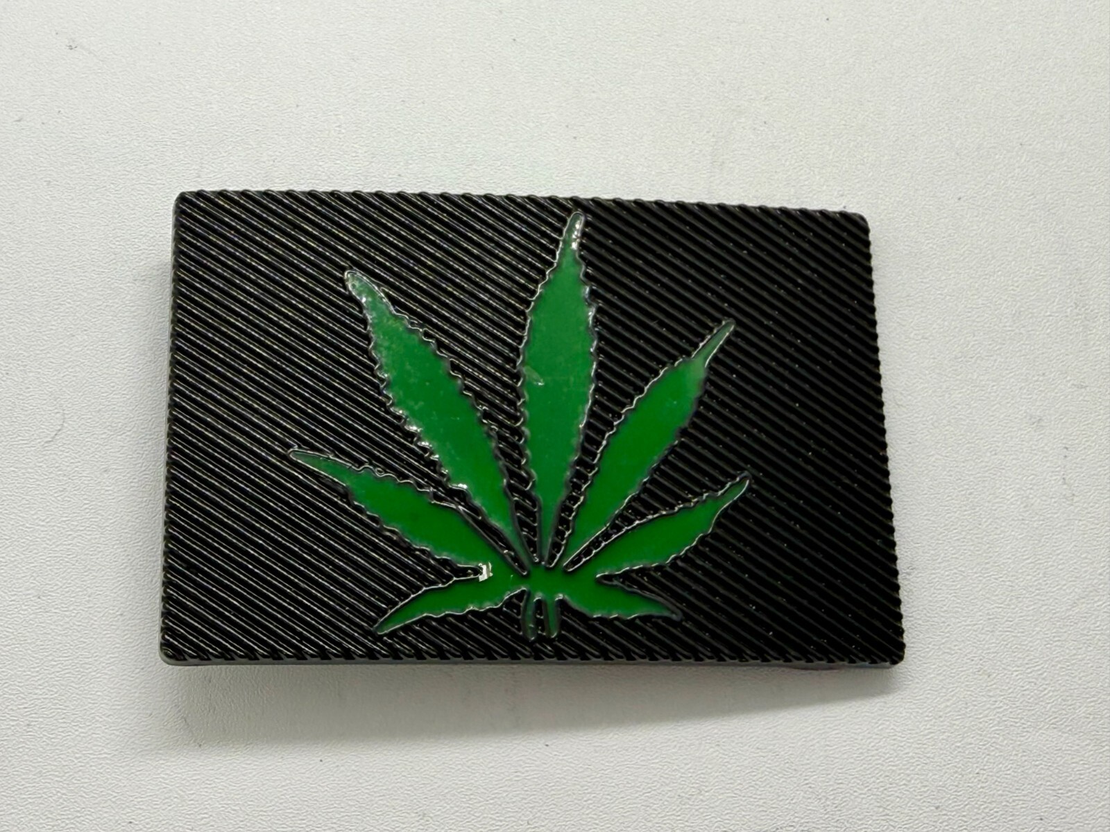 Marijuana Cannabis Weed Pot Leaf Green & Black Color Rectangular Belt Buckle
