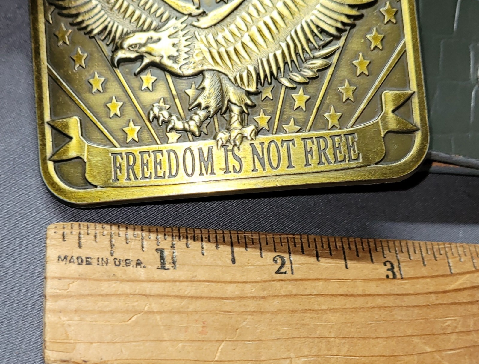 Freedom Isn’t Free Grey Gray Belt With Buckle 2014 Sponsor Eagle Patriotic Nice