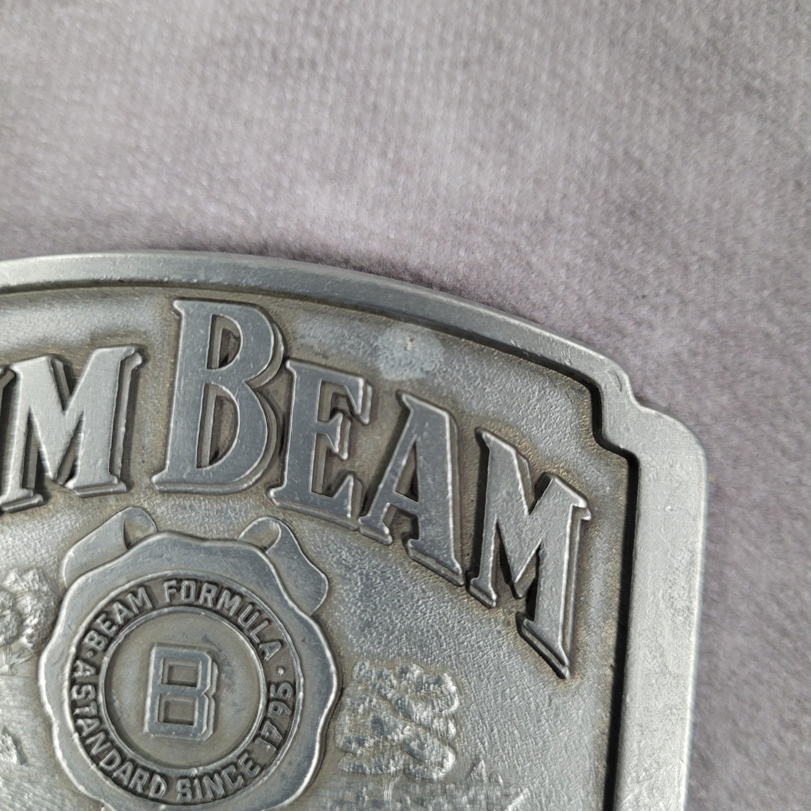 Jim Beam Belt Buckle Mens Silver Metal Kentucky Straight Bourbon Whiskey South