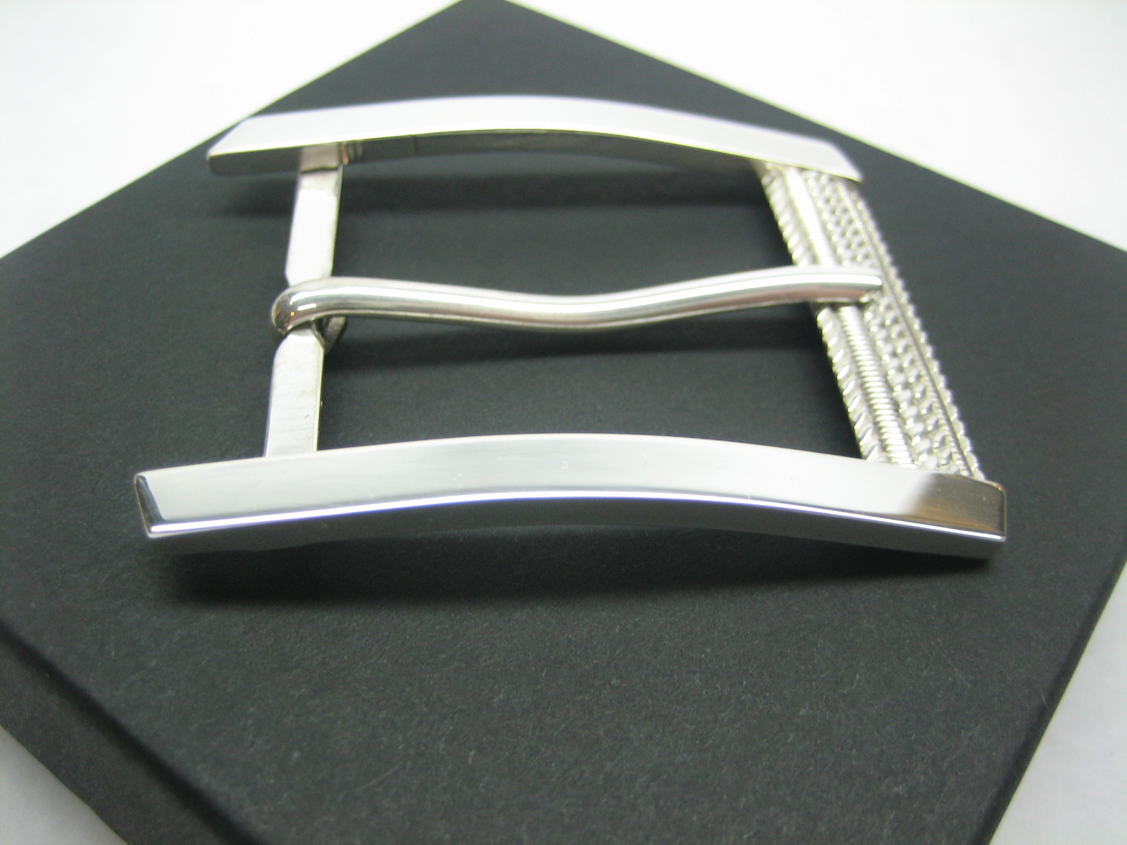 STERLING SILVER 925 BUCKLE WITH GENUINE CALF SKIN 1.5&Prime; BELT MADE IN U.S.A.