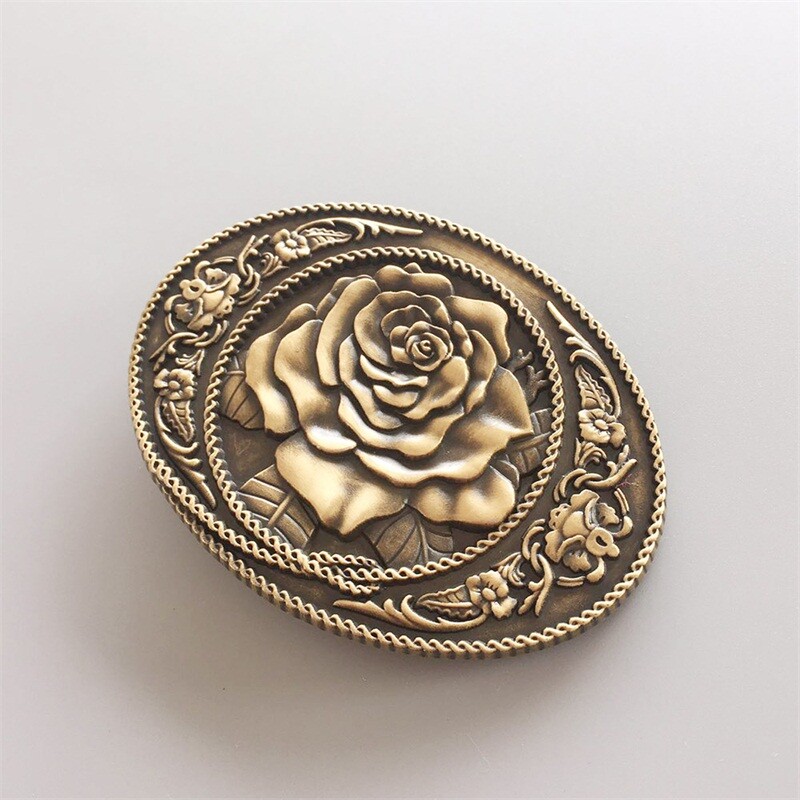 Vintage Bronze Plated Rose Western Oval Belt Buckle also Stock in the US