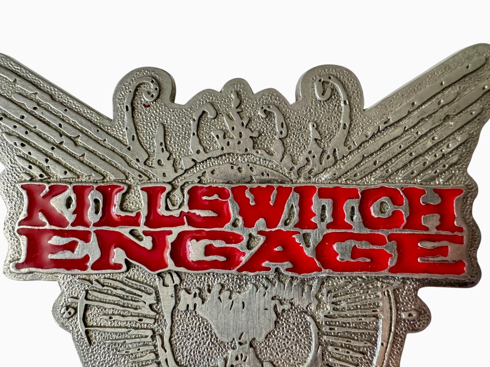 Bravado Killswitch Engage in Red Skull Wings Belt Buckle Silver Metalcore Band