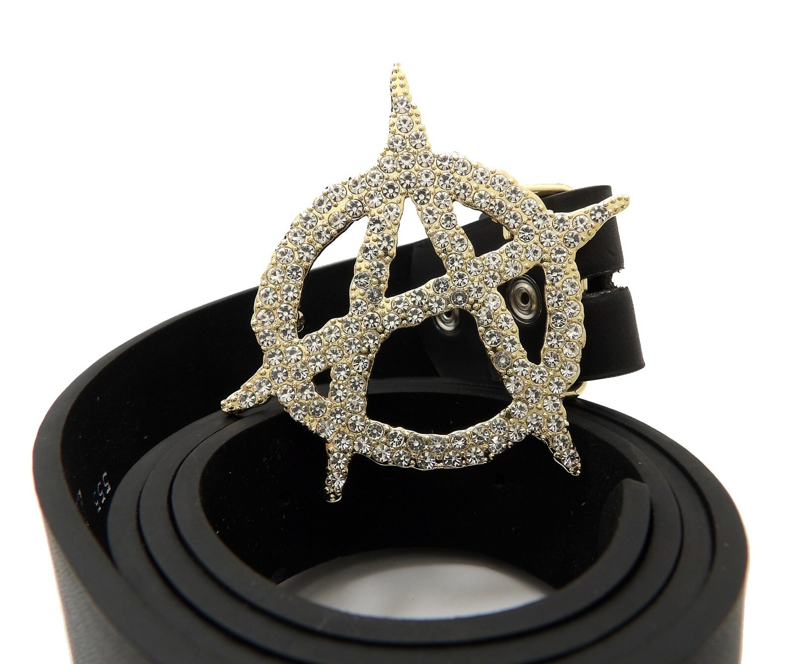Hip Hop Style Collection Gold Plated Iced Anarchy Fashion Buckle & Leather Belt