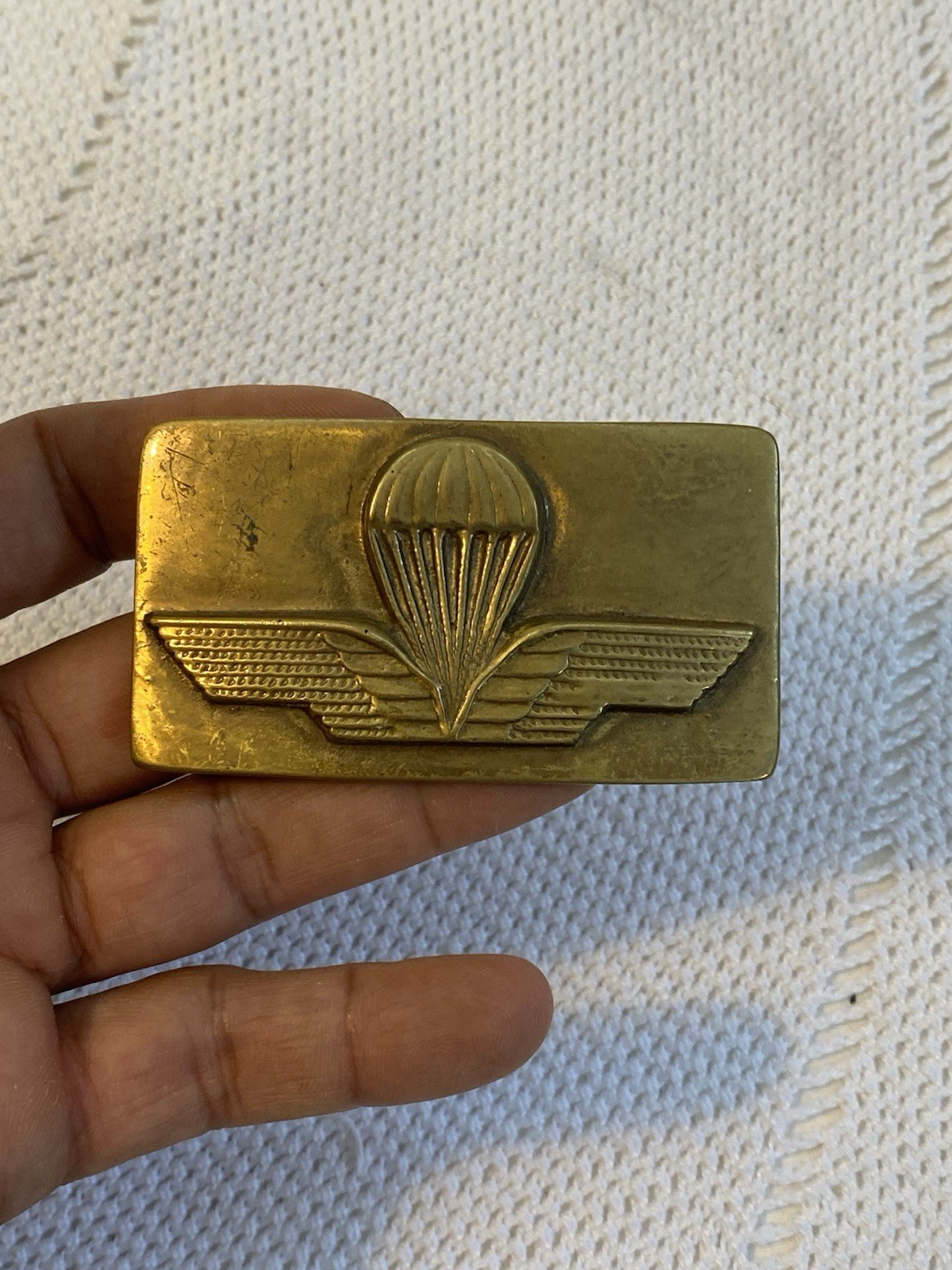 Vintage Brass Military Paratrooper Buckle 7.5cm – Brass Wings & Parachute