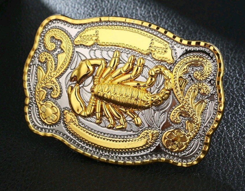 HUGE 5.9&Prime; Scorpion Western Gold Metal Belt Buckle Hebilla