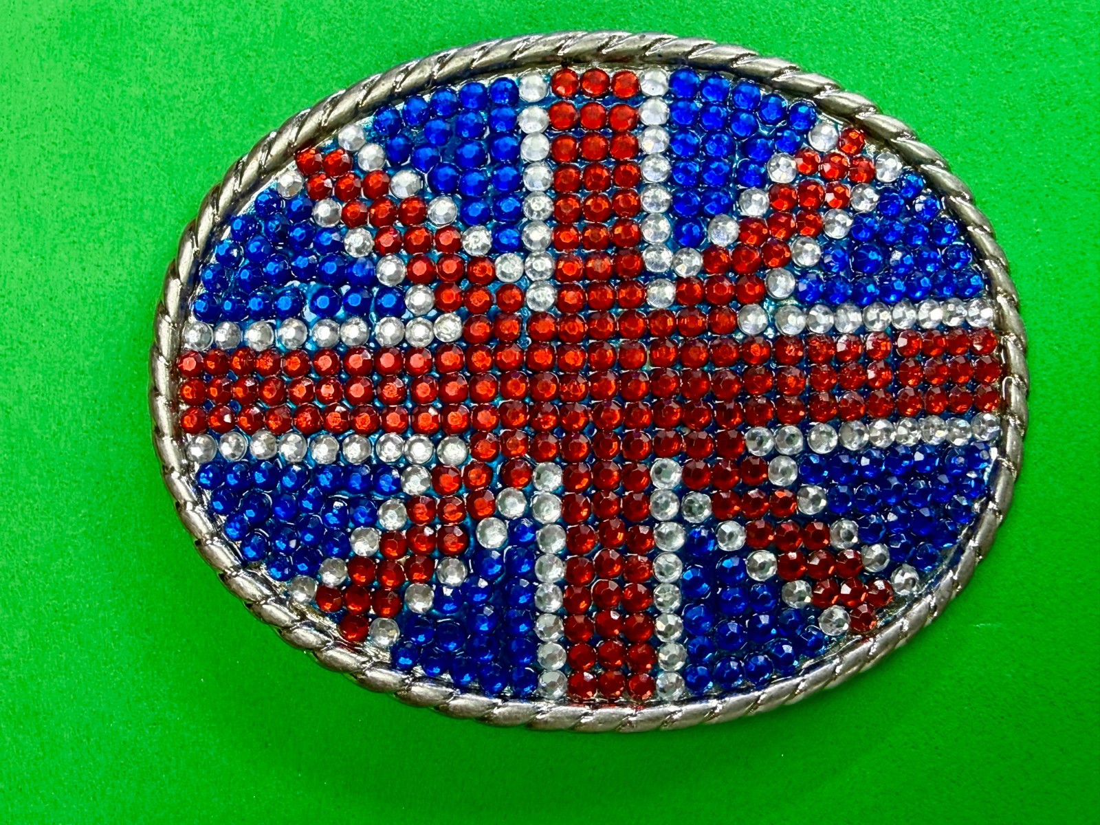 British Union Jack England British Flag Red Blue White Rhinestone Belt Buckle