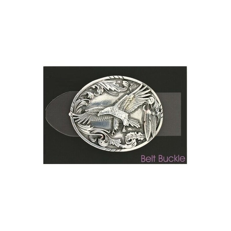 Antique Brass Oval Eagle Belt Buckle With Distinctive Heritage Symbol
