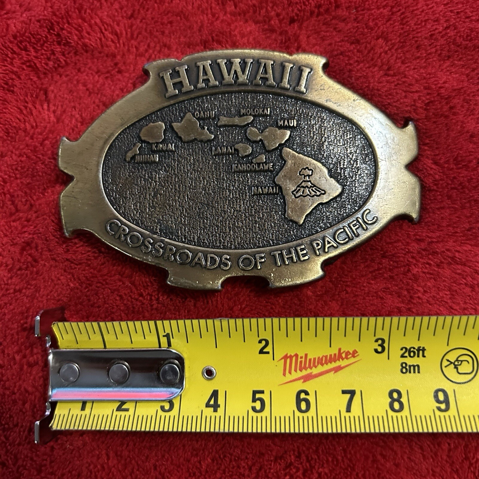 Hawaii Crossroads Pacific Metal Brass Belt Buckle The Aloha State VTG