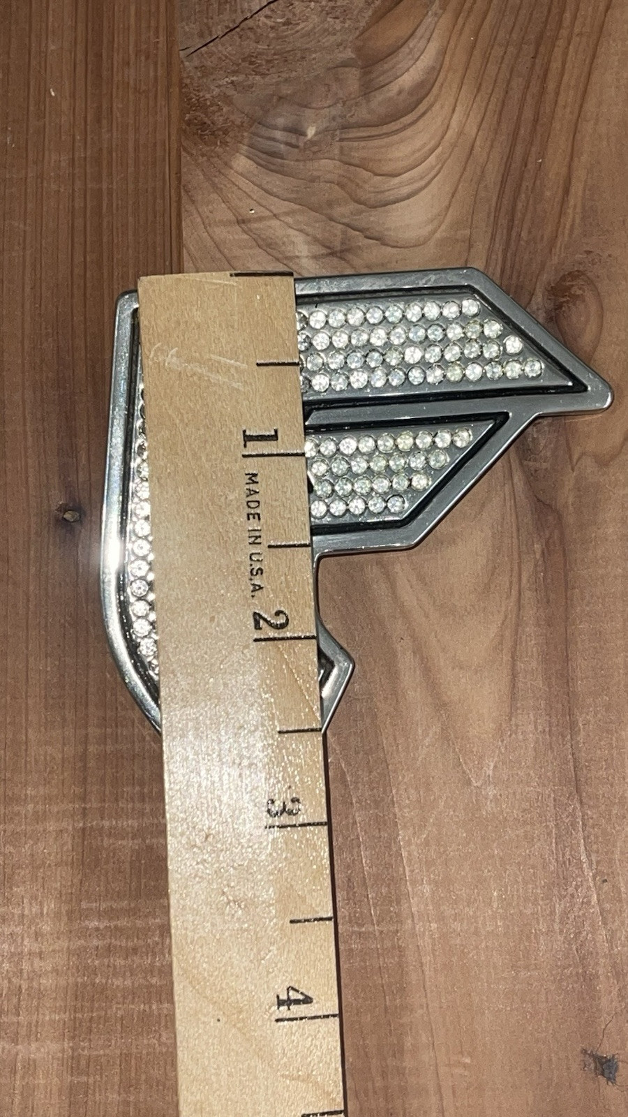 Famous Stars & Straps F Gun Look Silver & Rhinestone Metal Belt Buckle Mens