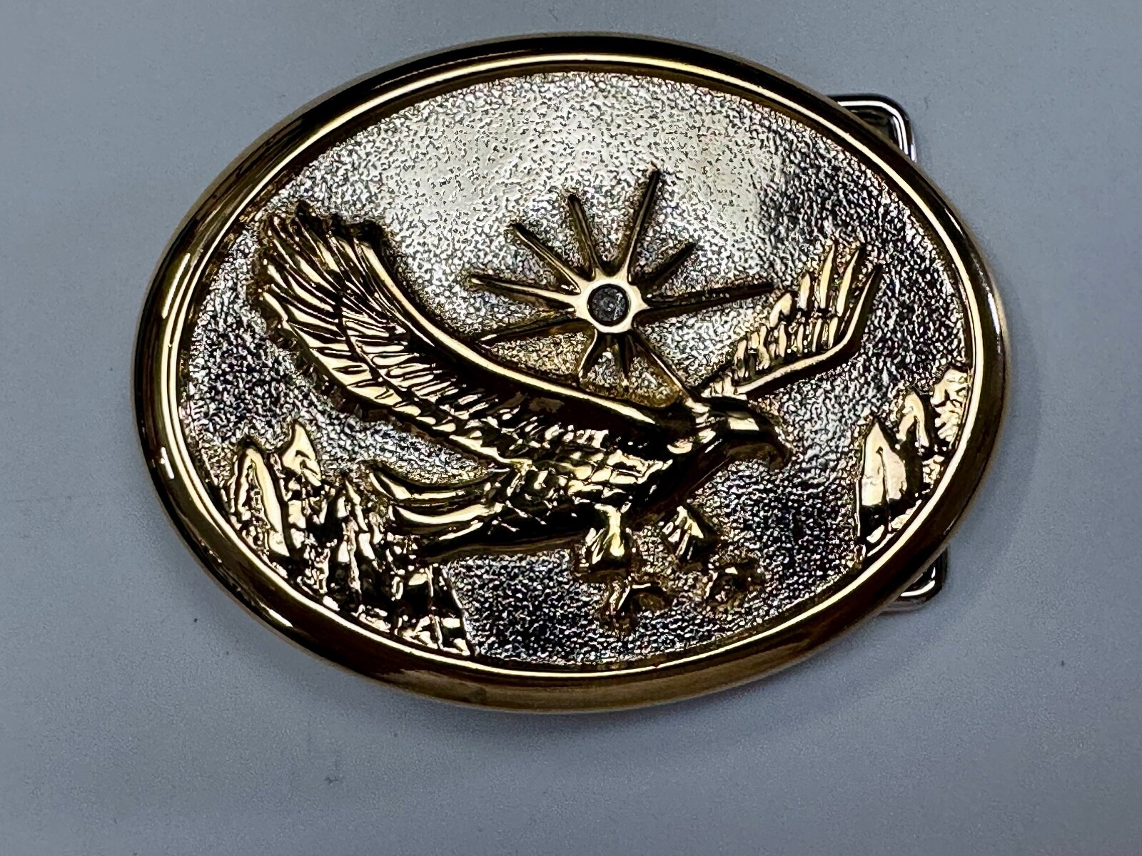 Majestic American Eagle Flying Wings Wide W/ Starburst Two Tone NOS Belt Buckle