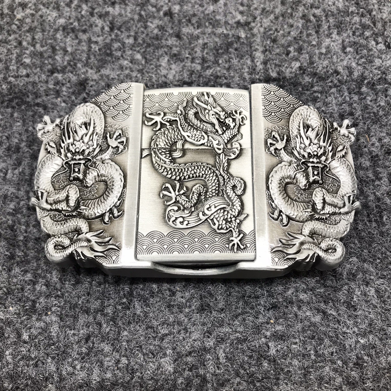 Antique Brushed Dragon Belt Buckle with Lighter, Stock in US