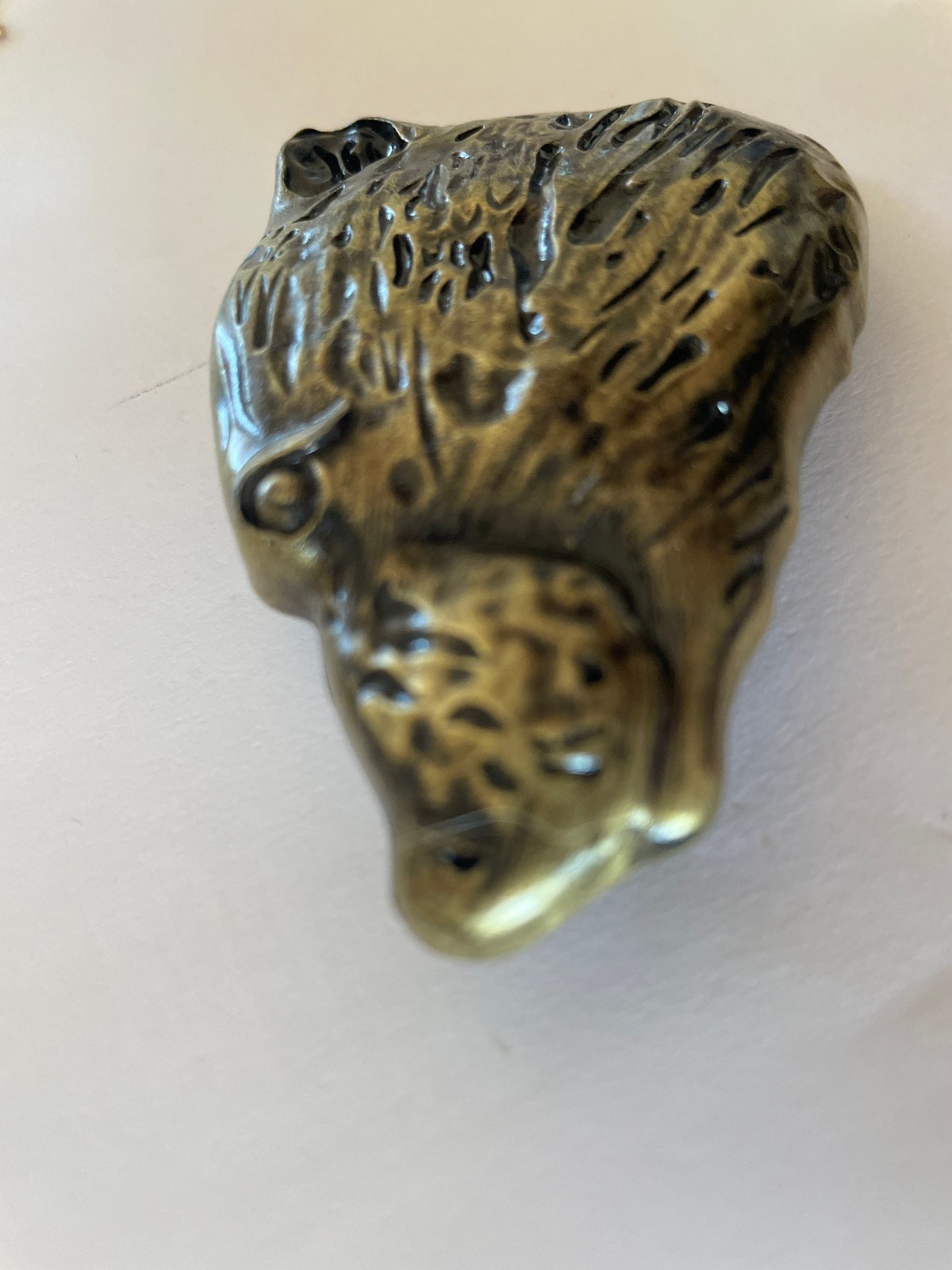 Vintage Brass Bear Head Belt Buckle 3D Grizzly Western Heavy Snap On Gift
