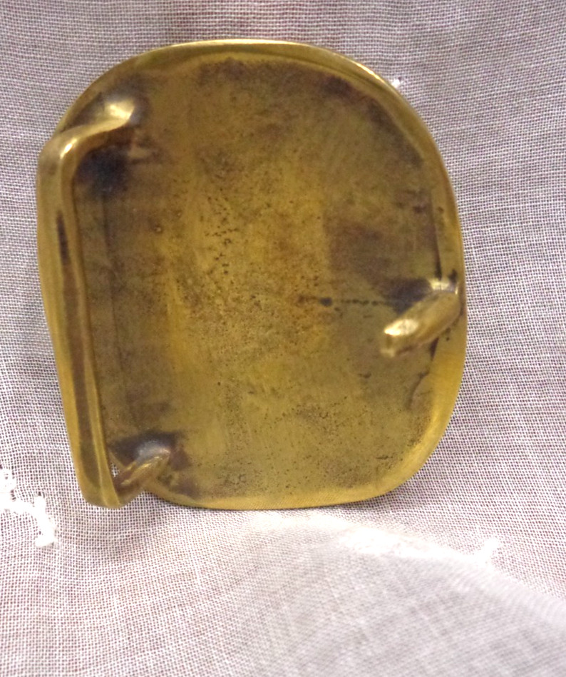 Vtg Small Ocean Ship SAILBOAT Brass Belt Buckle 1-5/8&Prime; L x 1-7/8&Prime; H