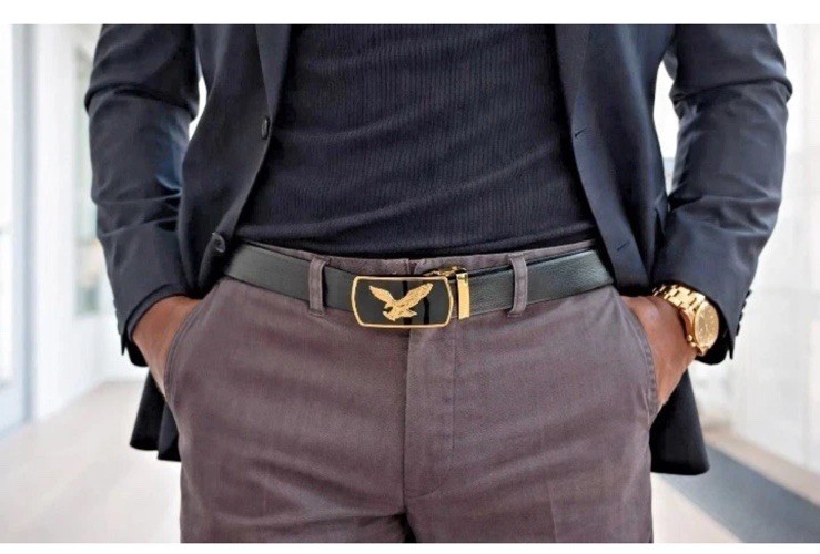 Men Eagle Decor Automatic Buckle Belt