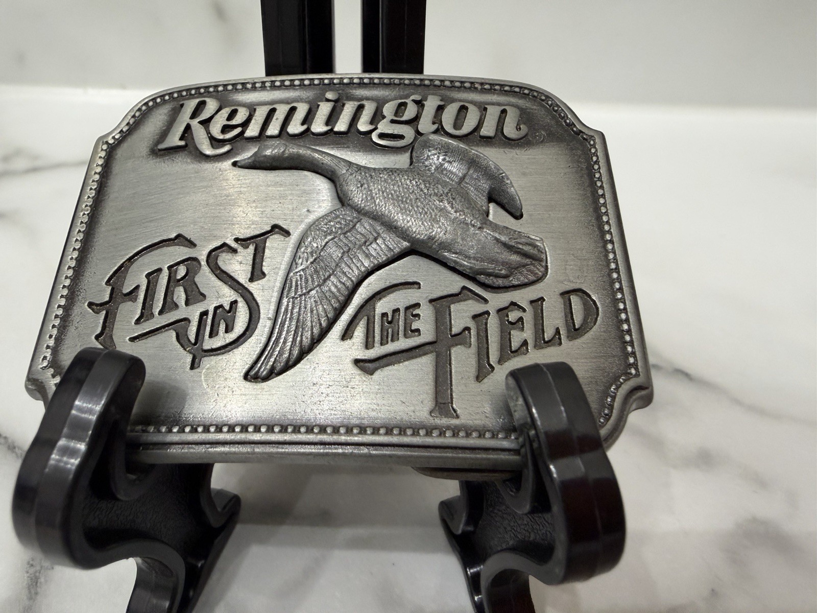 Vintage Remington First In Field Canada Goose 1980 3D Metal Belt Buckle