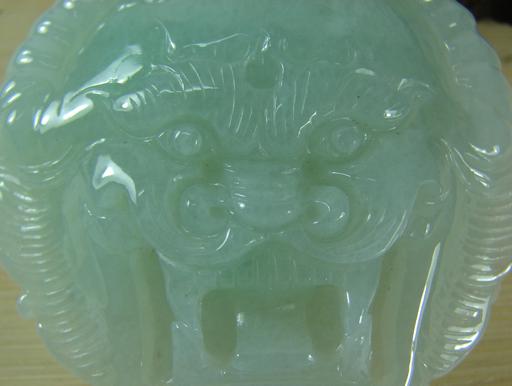 Certified Icy Green Natural Grade A Jade Jadeite Dragon Man Buckle Belt A-078-3