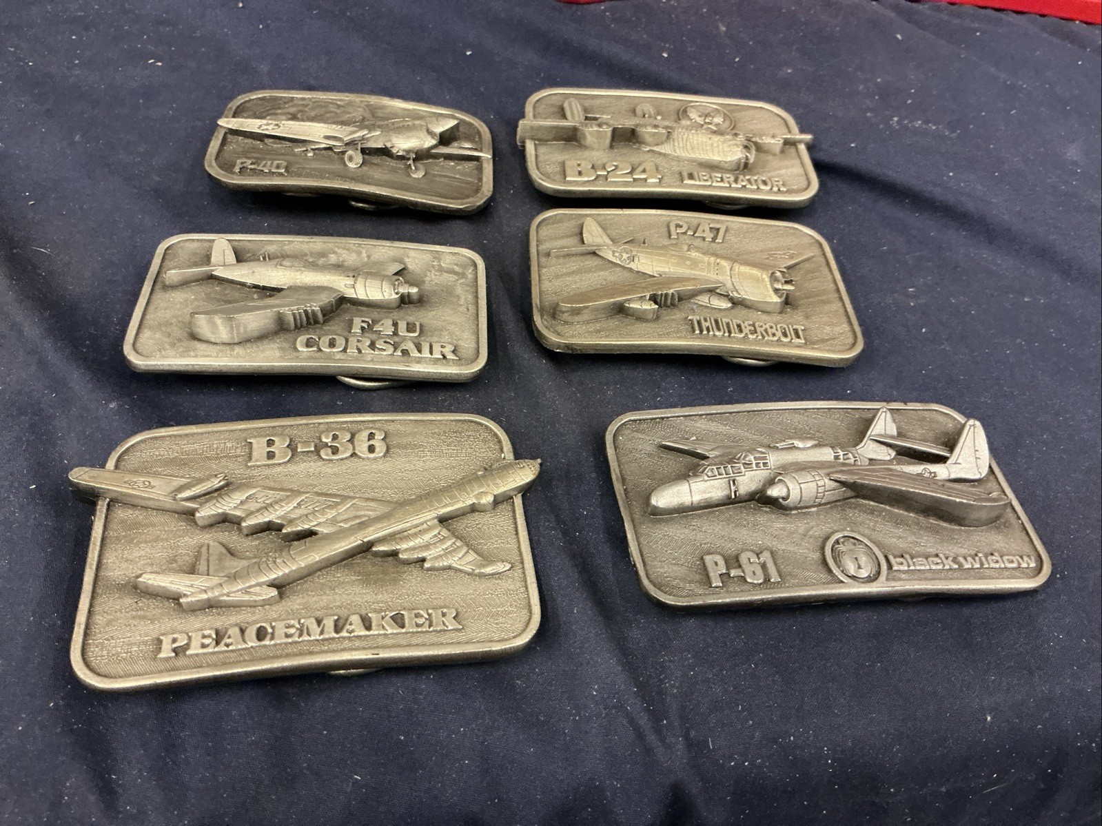 Vintage Buckle Connection Belt Buckles Military Aircraft Lot Of 6 WW2 Planes