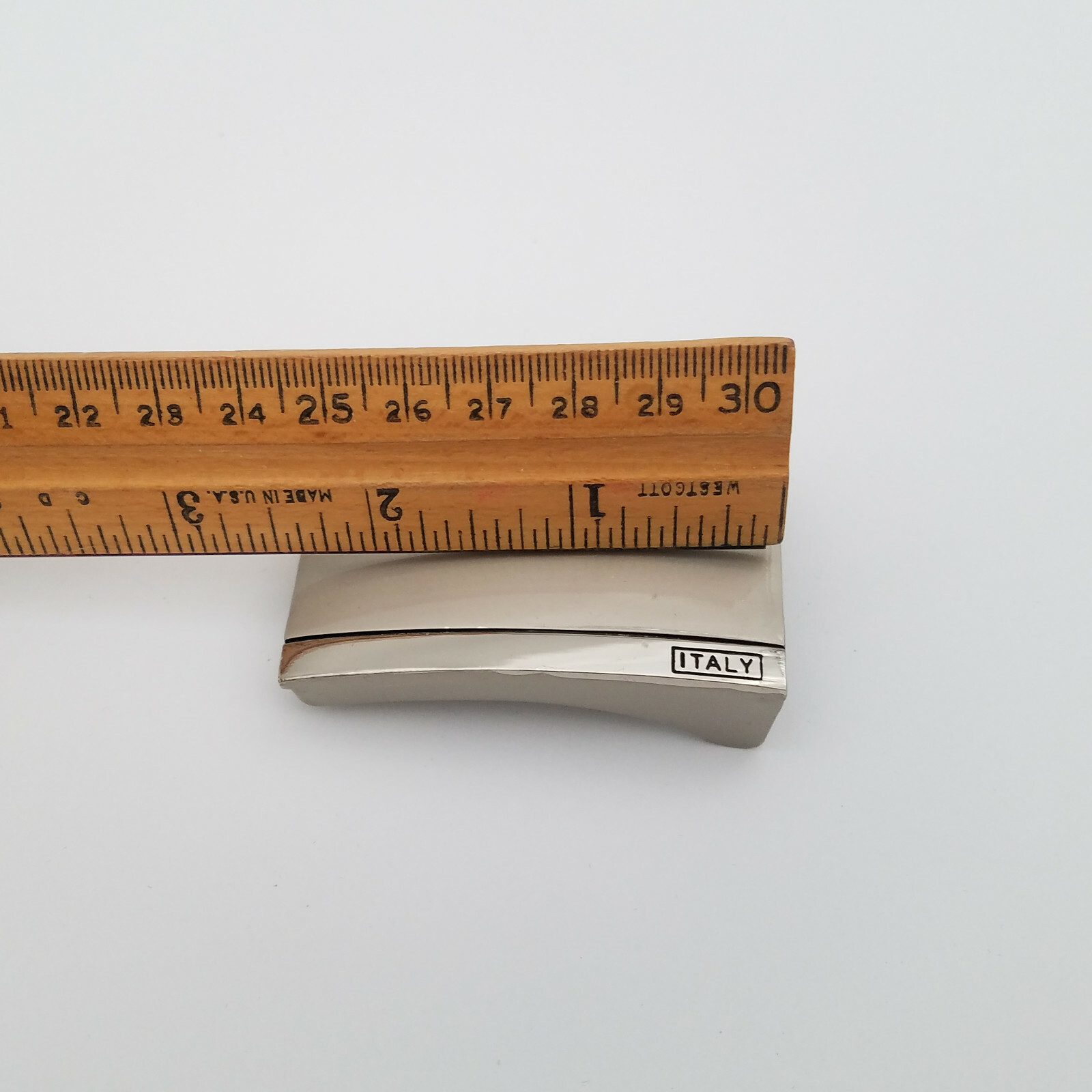 Silver Tone 2.5&Prime; x 1.75&Prime; Belt Buckle Square Marked ITALY for 40cm Belt or 1 5/8&Prime;