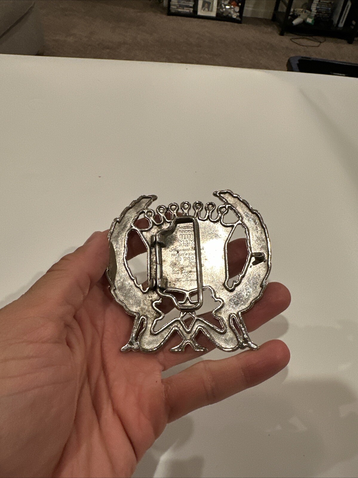 Vintage 2004 Cadillac Emblem Belt Buckle Girls Flag Crown Made In USA