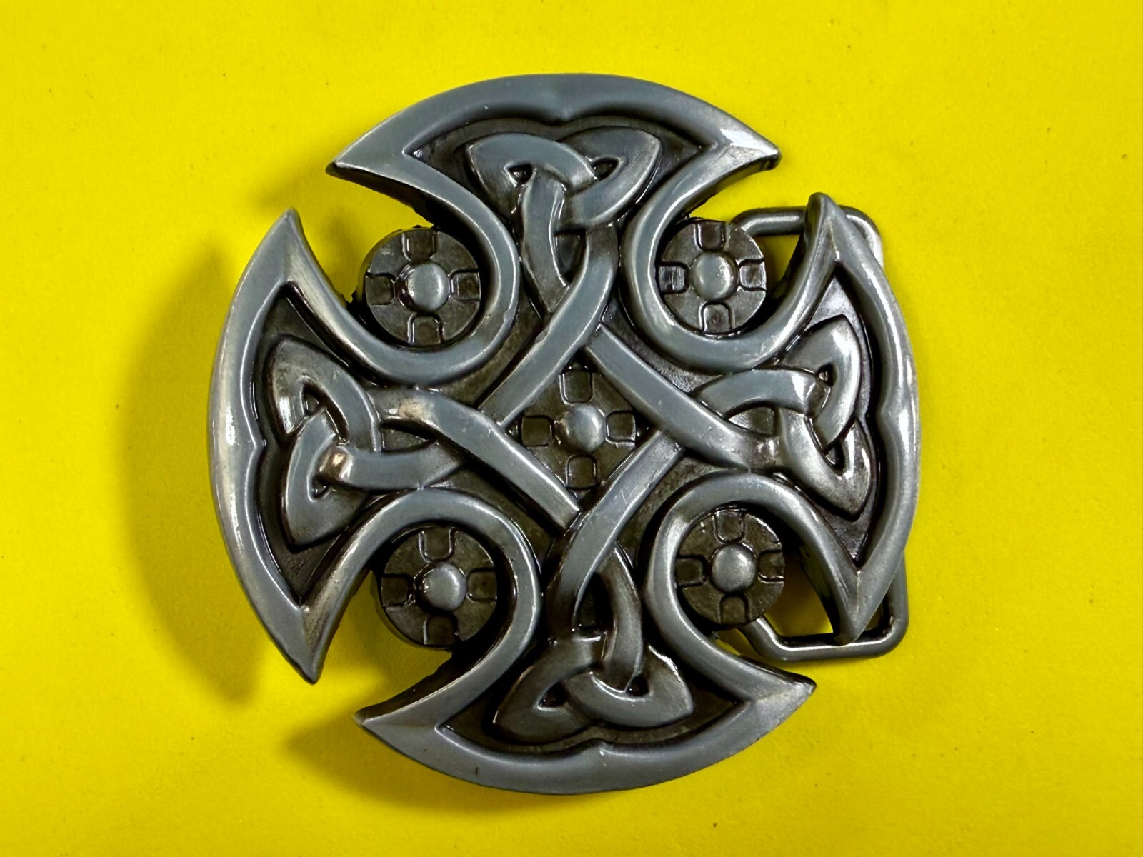 Celtic Shield Iron Cross Religious Gothic Punk Cutout Silver Color Belt Buckle