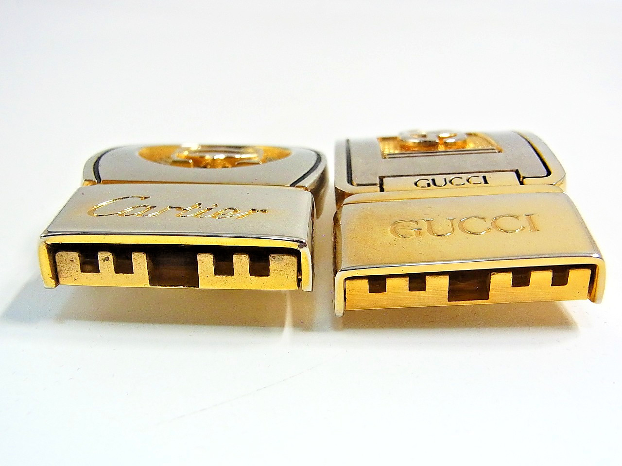 Vintage Cartier 2C & Gucci GG Men&rsquo;s Unisex Clothing Belt Buckle 2pcs set