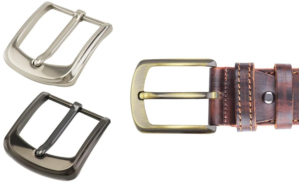 QWORK Classic Belt Buckles Set, 38-40 mm (1.5&Prime; – 1.6&Prime;), Silver, Bronze, Gray