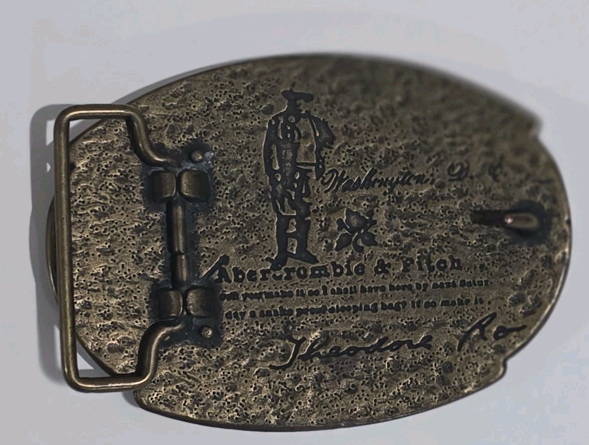 Brass Abercrombie & Fitch Moose Theodore Roosevelt Washington DC Belt Buckle