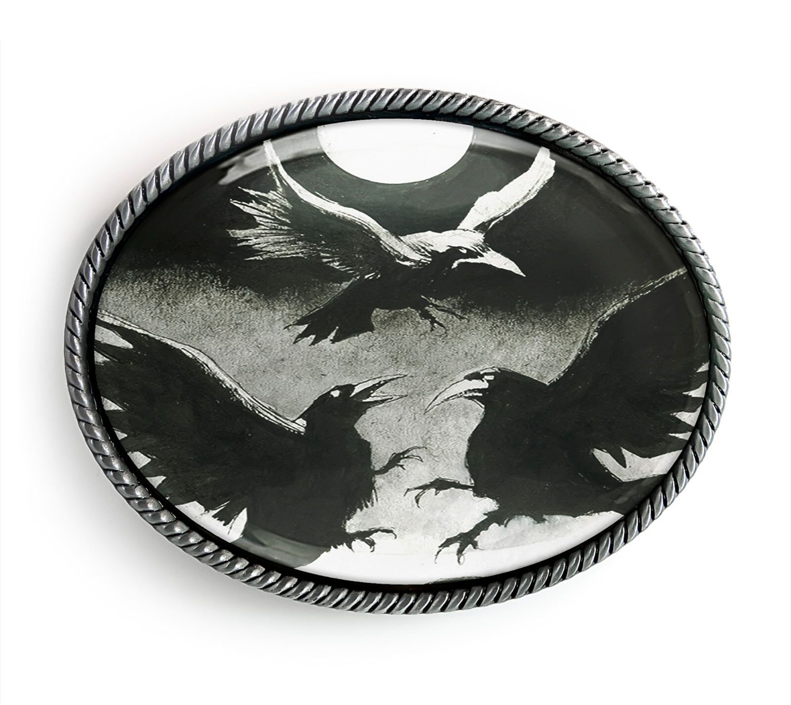 Murder of Ravens Belt Buckle – Esoteric Crow Occult Belt Buckle – 927
