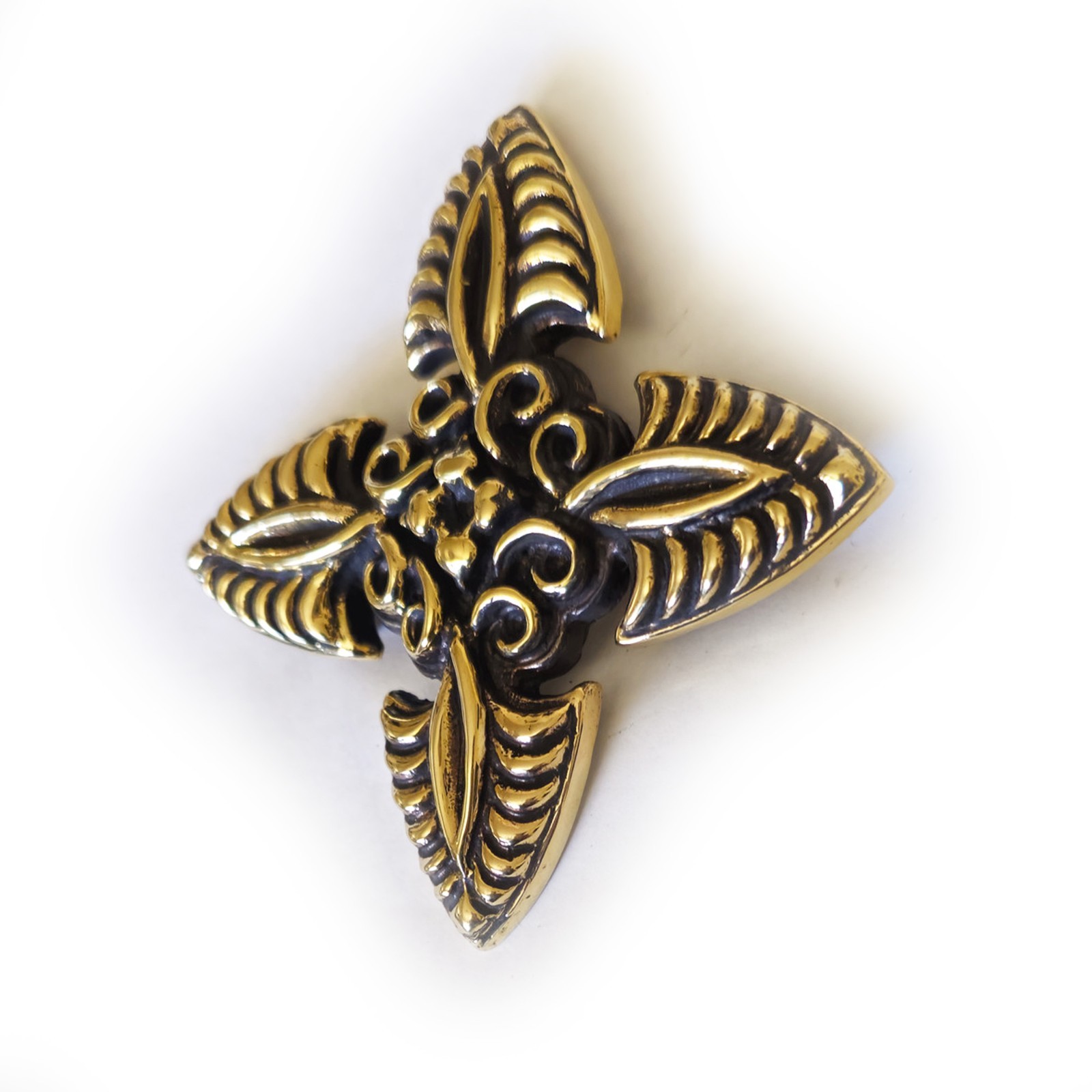 Cross Blossom Brass Belt Buckle with Stone