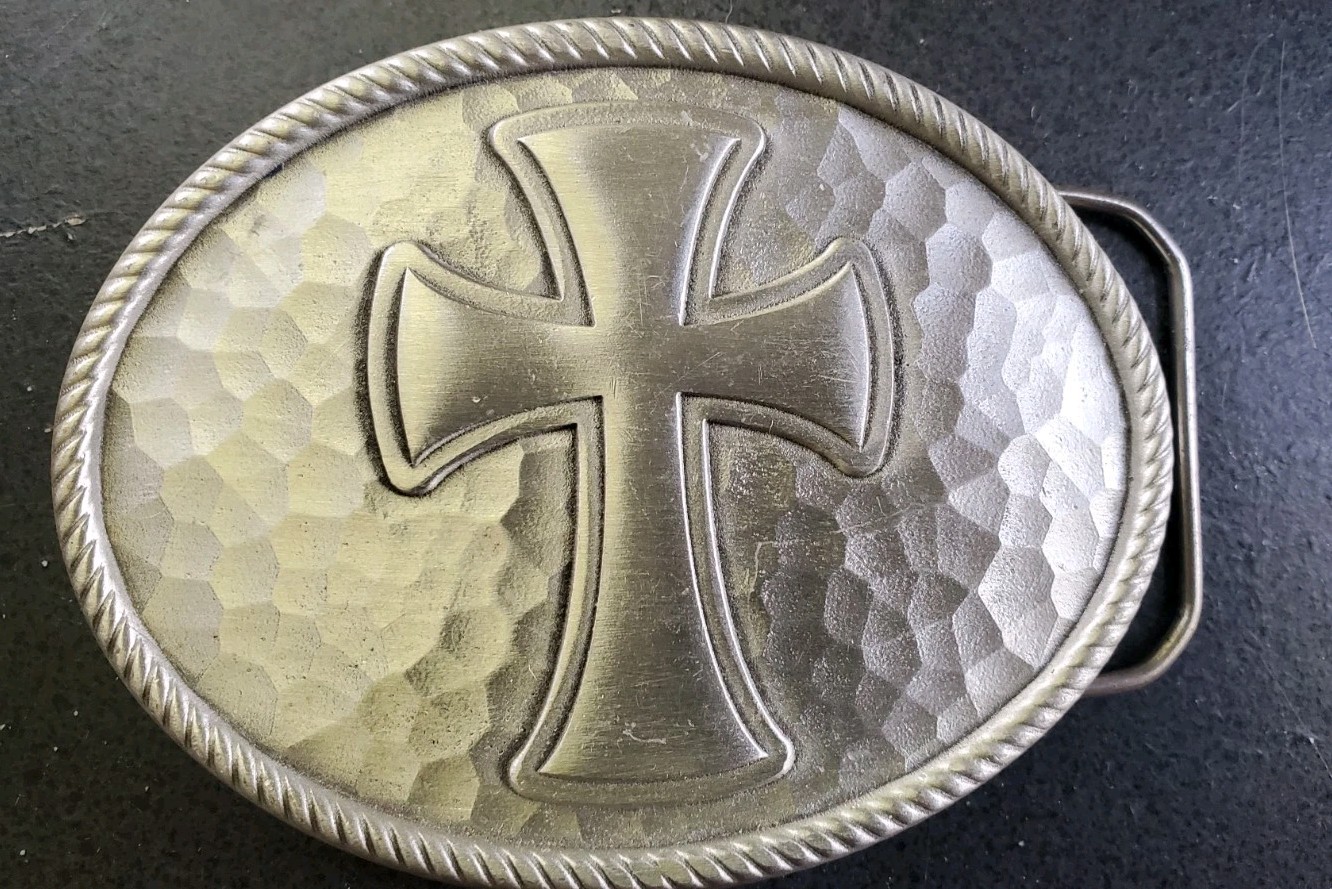 Vintage 2006 Great American Products Fine Pewter Cross Belt Buckle (#4805)