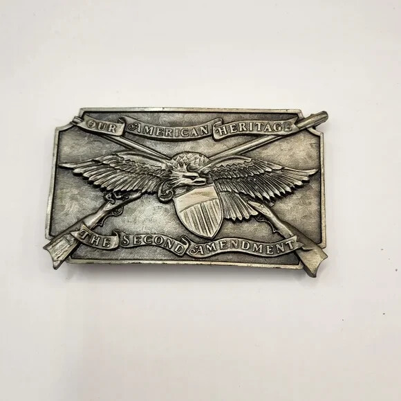 Western Patriotic Second Amendment Gun Rights K-156 Belt Buckle Vinegarroon Vtg