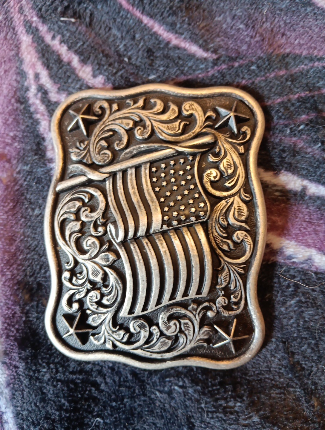 Nocona Rectangular Smooth Edge Buckle with USA Flag