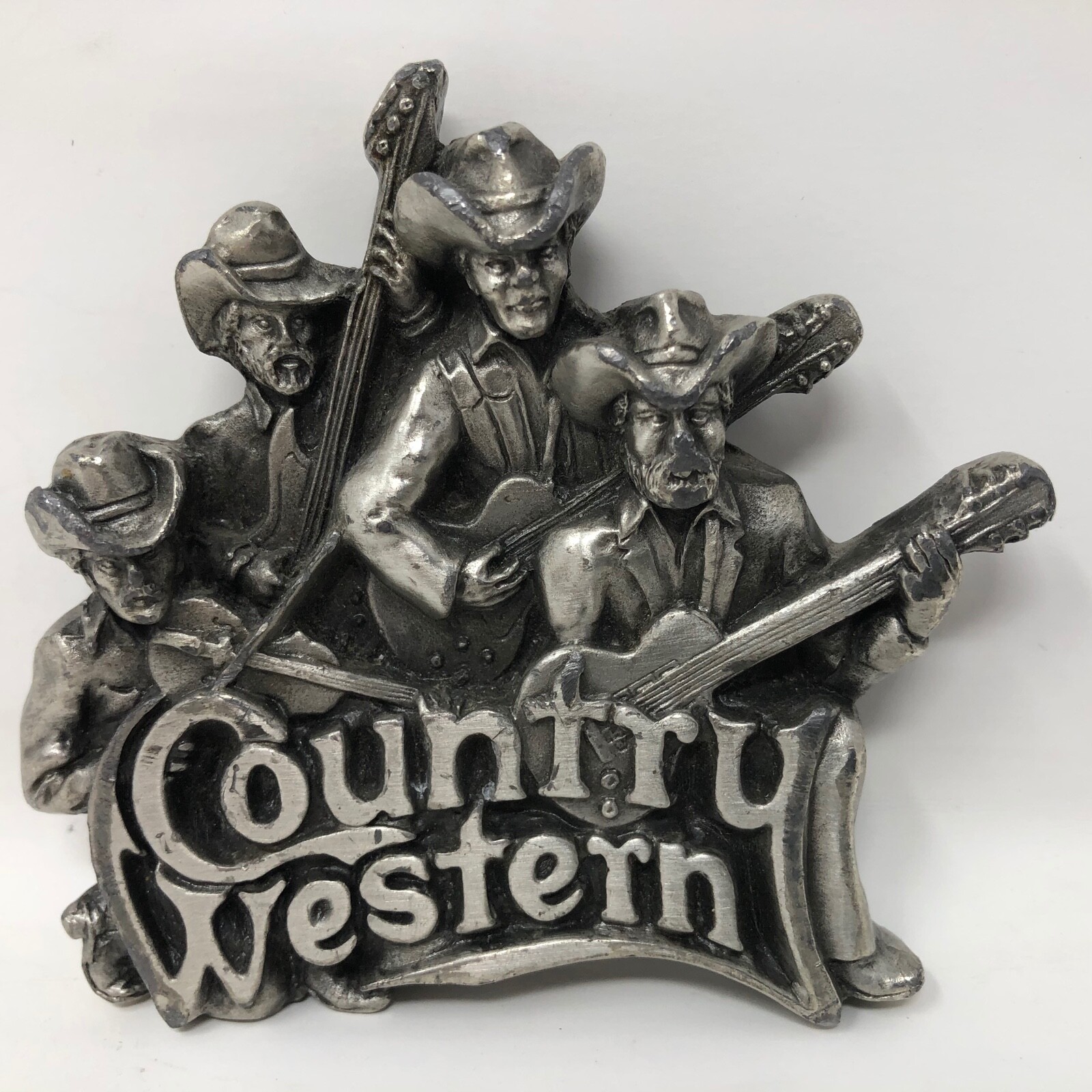 VTG Brassworks Country Western Buckle Musicians Music Guitars Violin Cowboys