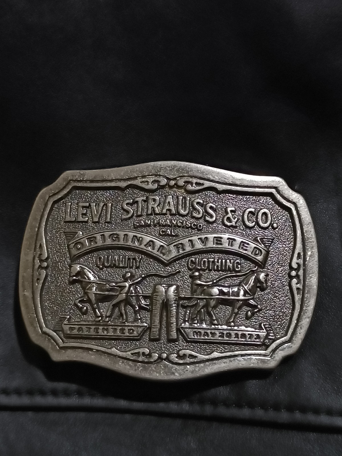 Vintage Levi Strauss & Co Original Riveted Belt Buckle NICE Two Horse Brand