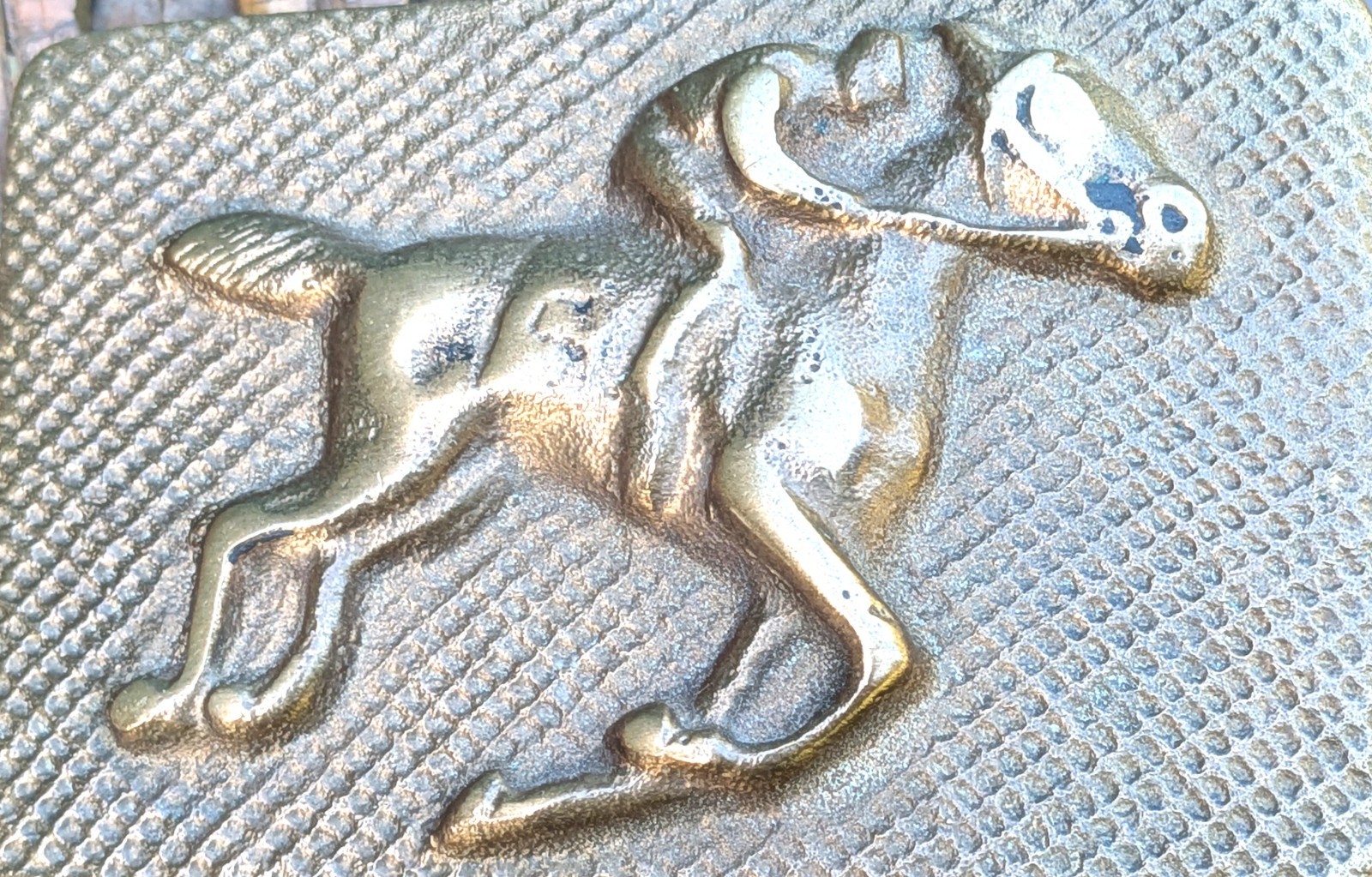 Vintage Belt Buckle Bronze Galloping Race Horse – 1960s
