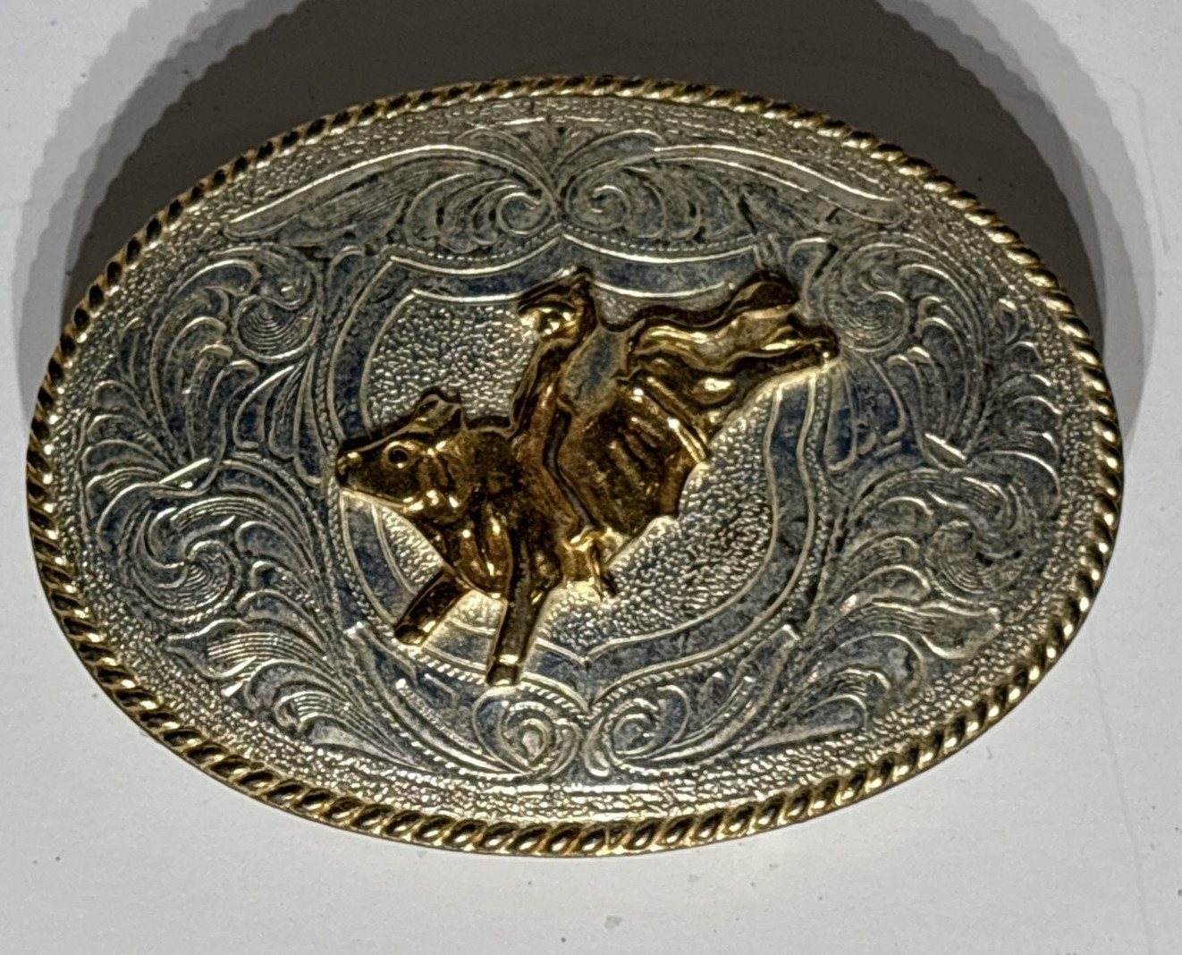 Justin Silver Mexico Bull Rider Belt Buckle