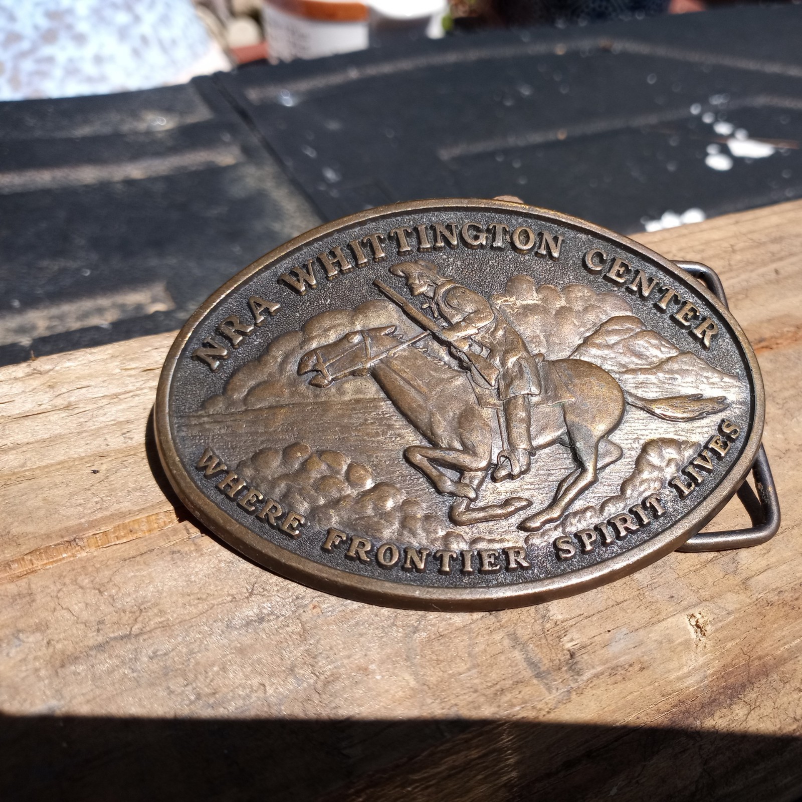 NRA Whittington Center Belt Buckle WHERE FRONTIER SPIRIT LIVES, Rifle Cowboy
