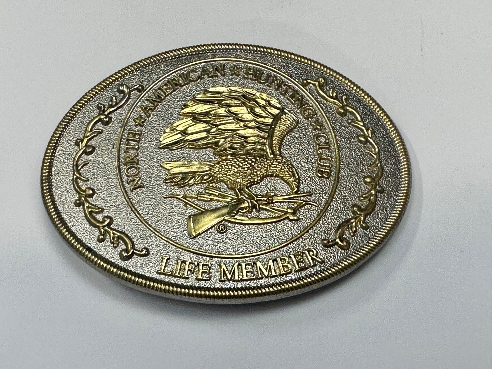 North American Hunting Club Belt Buckle Of Life Member Eagle Rifle Emblem