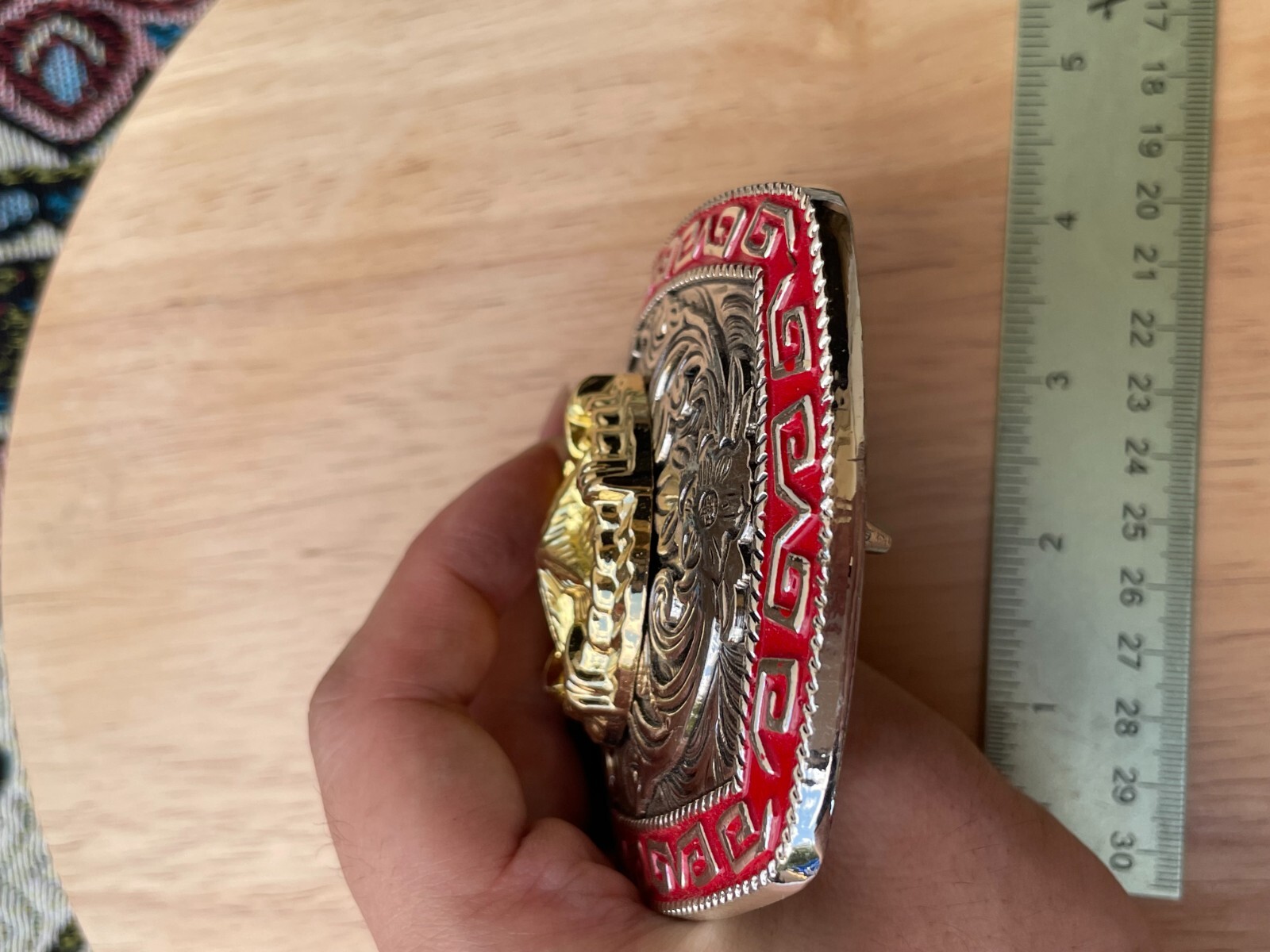 Western Buckle Gold Silver Red Texas Star Cowboy 2 » Hebilla Vaquero Estrella