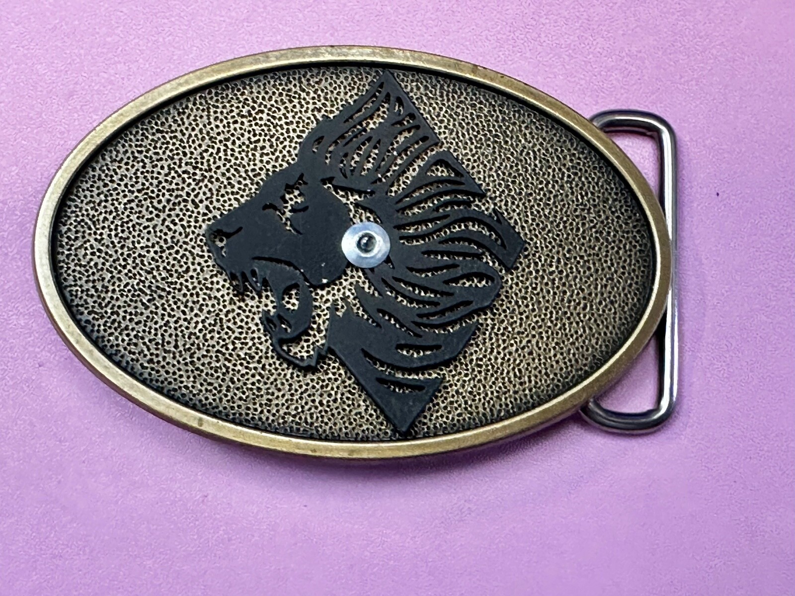 Roaring Lion Tiger Vintage Oval Brass Tone Belt Buckle By Jeans Friend