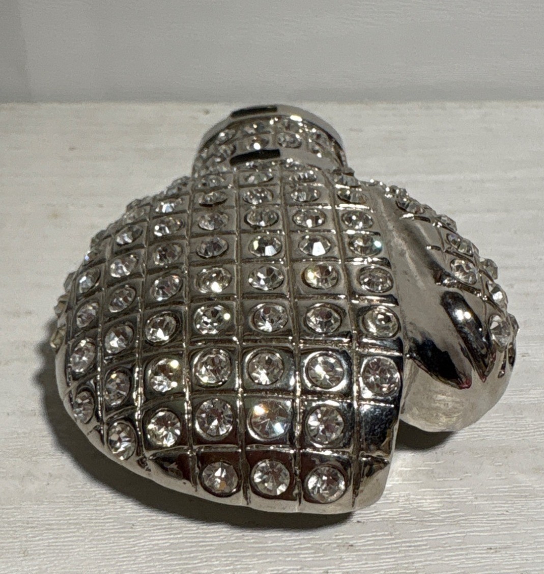 Boxing Glove Belt Buckle Silver Rhinestone Bling Ringside Men & Women 3.5 x 2.5&Prime;