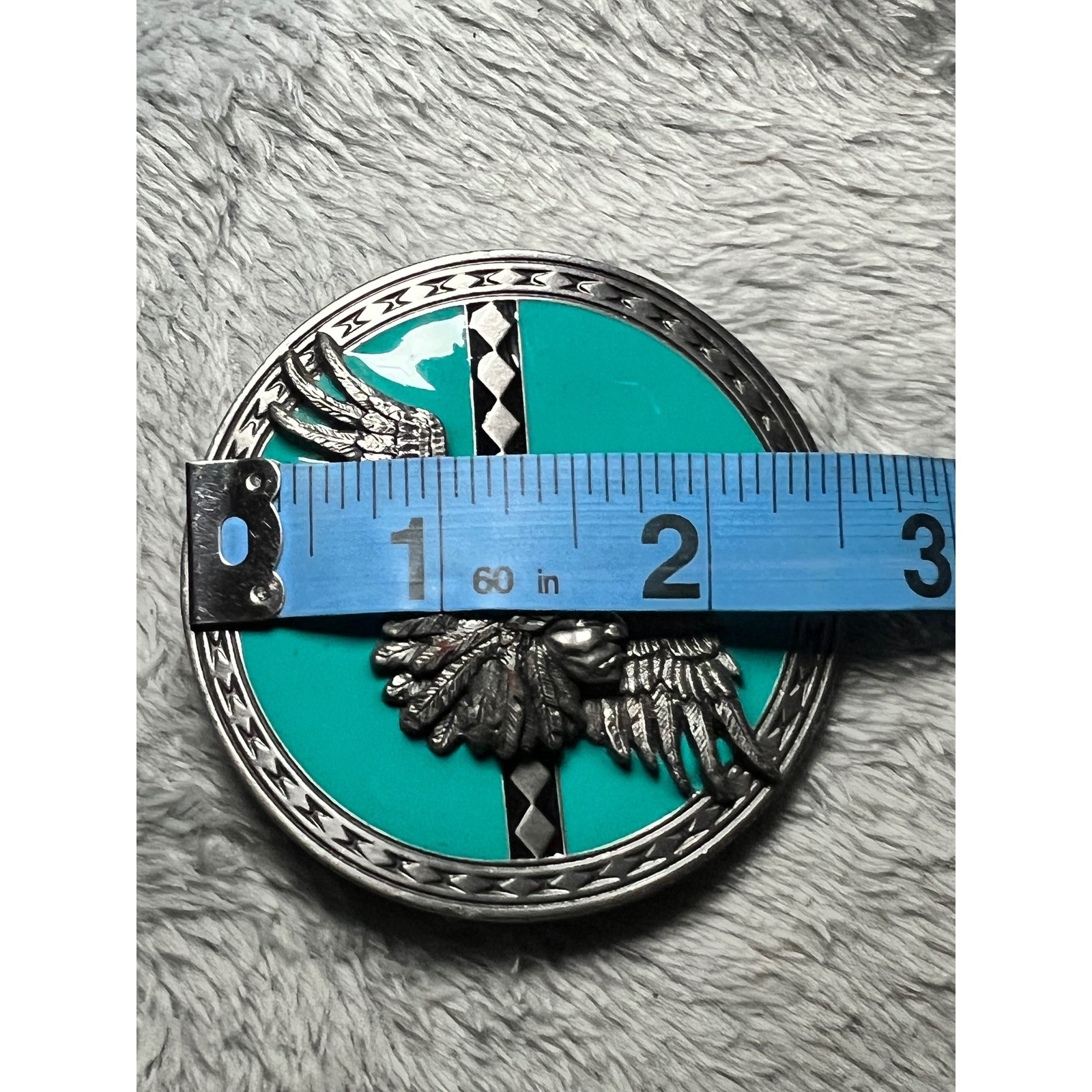 1991 Arroyo Grande Eagle Belt Buckle Turquoise Enamel Southwest USA 3in AG70