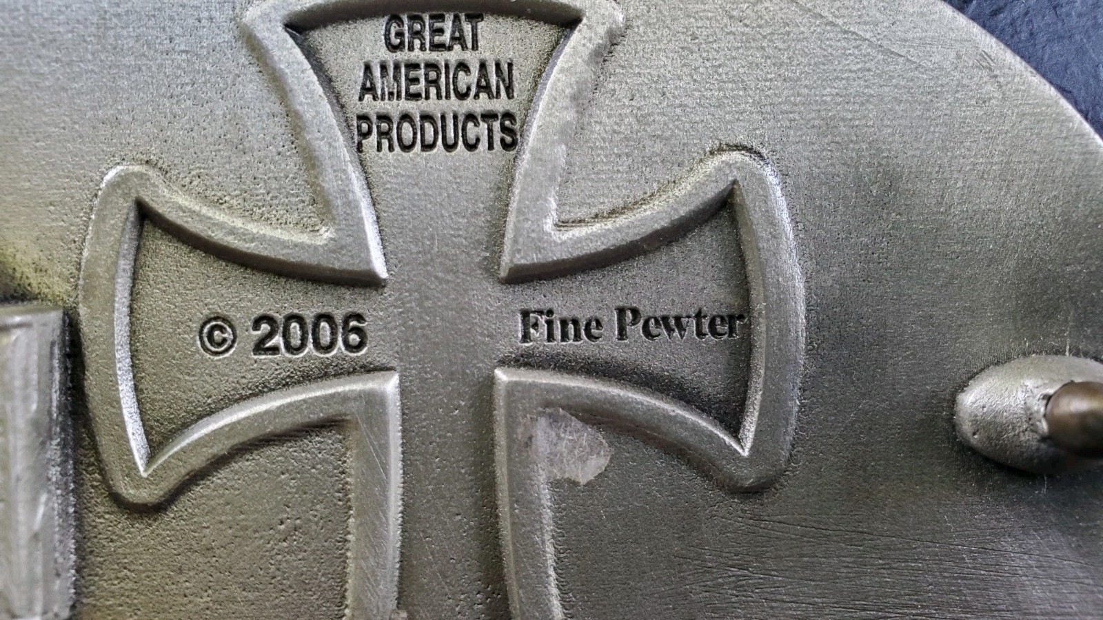 Vintage 2006 Great American Products Fine Pewter Cross Belt Buckle (#4805)