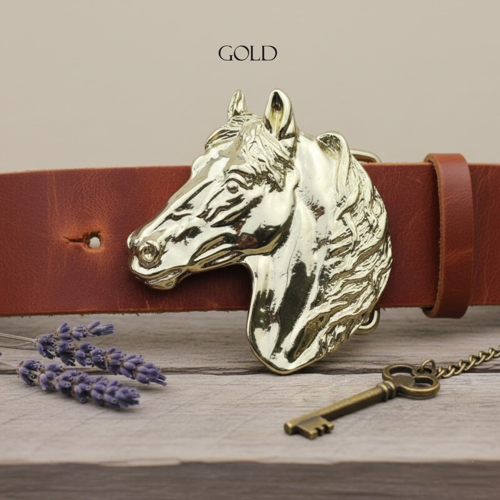 Horse Head Belt Buckle Jet Hematite – Dark Gem Look with Character